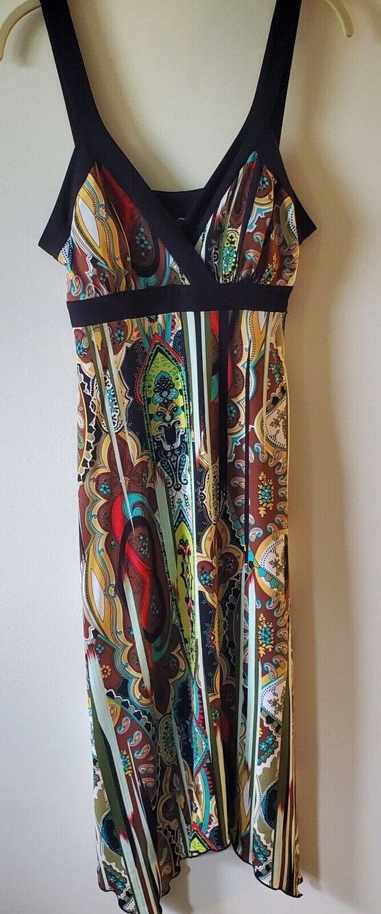 AB Studio Womens Midi Dress Size 8 Sleeveless Retro Tie Back 90's Y2K